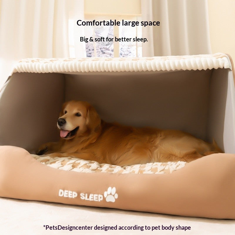 Dog Den Large-sized Dogs' Winter and Autumn Warmth Preservation Quilted Cat Den Drawer House Pet Bed Golden Retriever Washable