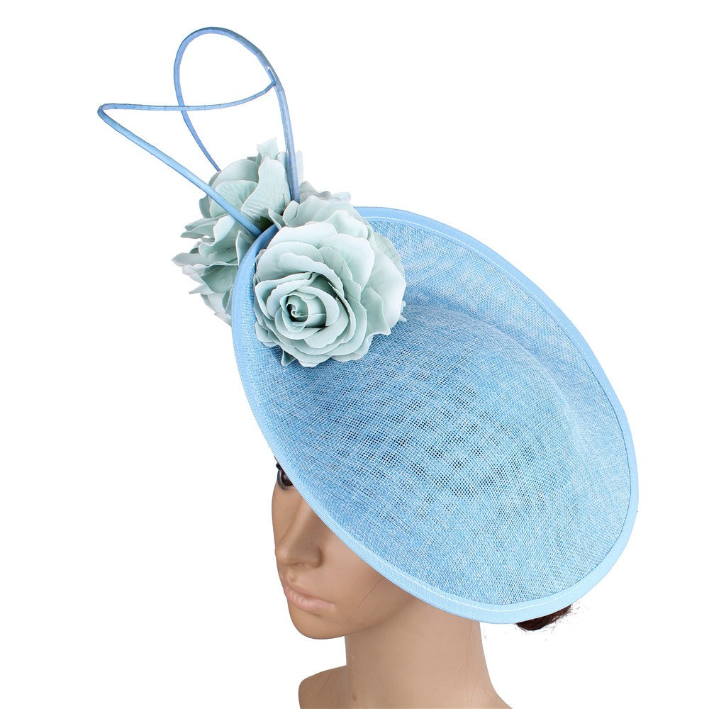 Lindo Vestido Formal de Casamento Chapéu Fedora Feminino Grande Derby Casquete de Flor da Moda Fascinator Chapéu Feito à Mão Ocasião Chapelaria