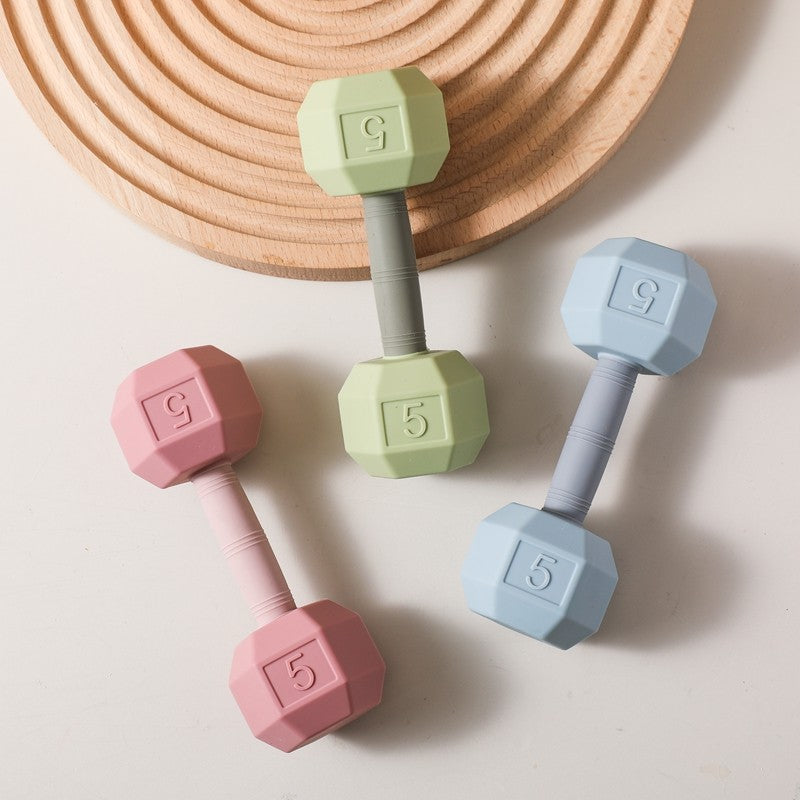 Baby Silicone Teething Cartoon Dumbbell Rattle Toy Babies' Sensory Cognitive Toys Move The Music Bell Baby Crib Toys Baby Gifts