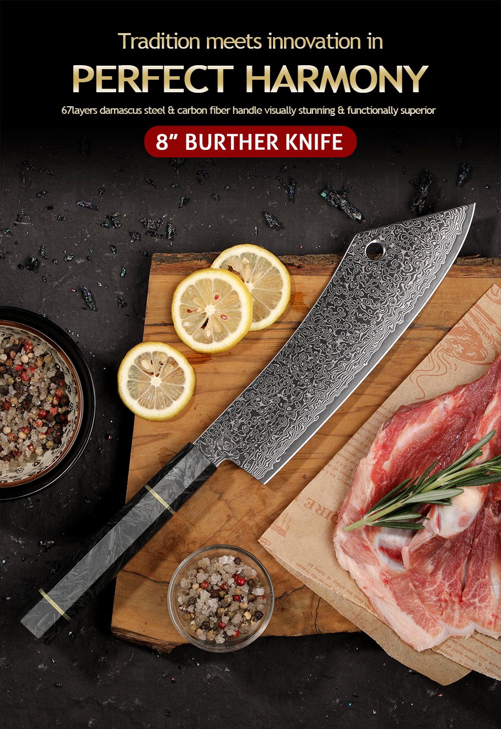 Professional 67-layer Damascus Japanese Kitchen Nakiri Gyuto Chef bread boning Knife Set Home kitchen tool with Carbon Fiber HD