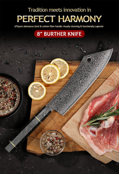 Professional 67-layer Damascus Japanese Kitchen Nakiri Gyuto Chef bread boning Knife Set Home kitchen tool with Carbon Fiber HD