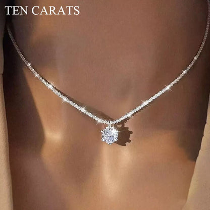 Colar Clássico Coroa TEN CARATS s925 Prata Esterlina Moissanite VVS1 para Mulheres Joia Certificada GRA Presente com frete grátis