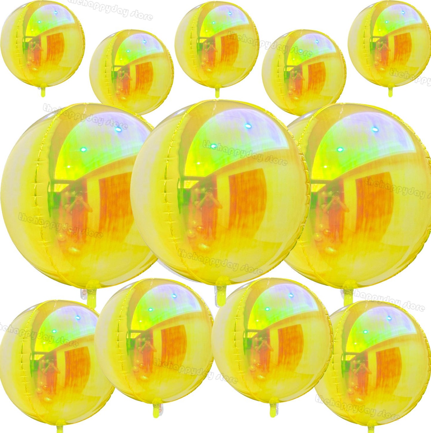 12Pcs Iridescent 4D Round Foil Balloons 22/12/10IN Holographic 4D Foil Balloons Helium Air Globos Mermaid Birthday Wedding Decor