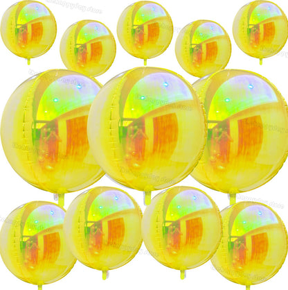 12Pcs Iridescent 4D Round Foil Balloons 22/12/10IN Holographic 4D Foil Balloons Helium Air Globos Mermaid Birthday Wedding Decor