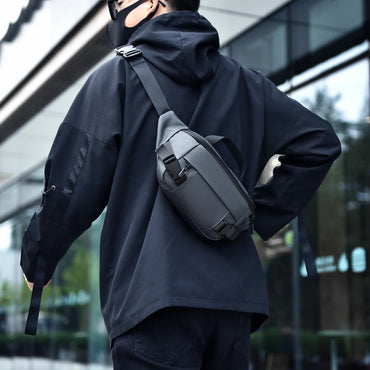 Men Multifunctional Chest Bag Solid Color New Messenger Bag Versatile Portable Shoulder Bag Large Capacity Crossbody Bag