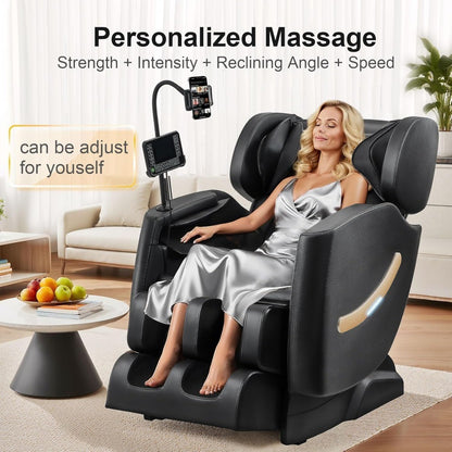 Massage Chair Full Body - Zero Gravity Massage Chair with 4D L-Track Roller System, Full Body Air Compression, Heat Therapy & Sm
