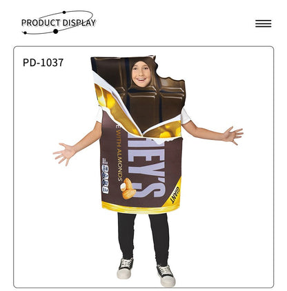 French Fries Costume Cosplay Kid Funny Chocolate Salad Dress Sponge Costumes Boy Girl Snack Club Carnival Fancy Dress Up Outfit