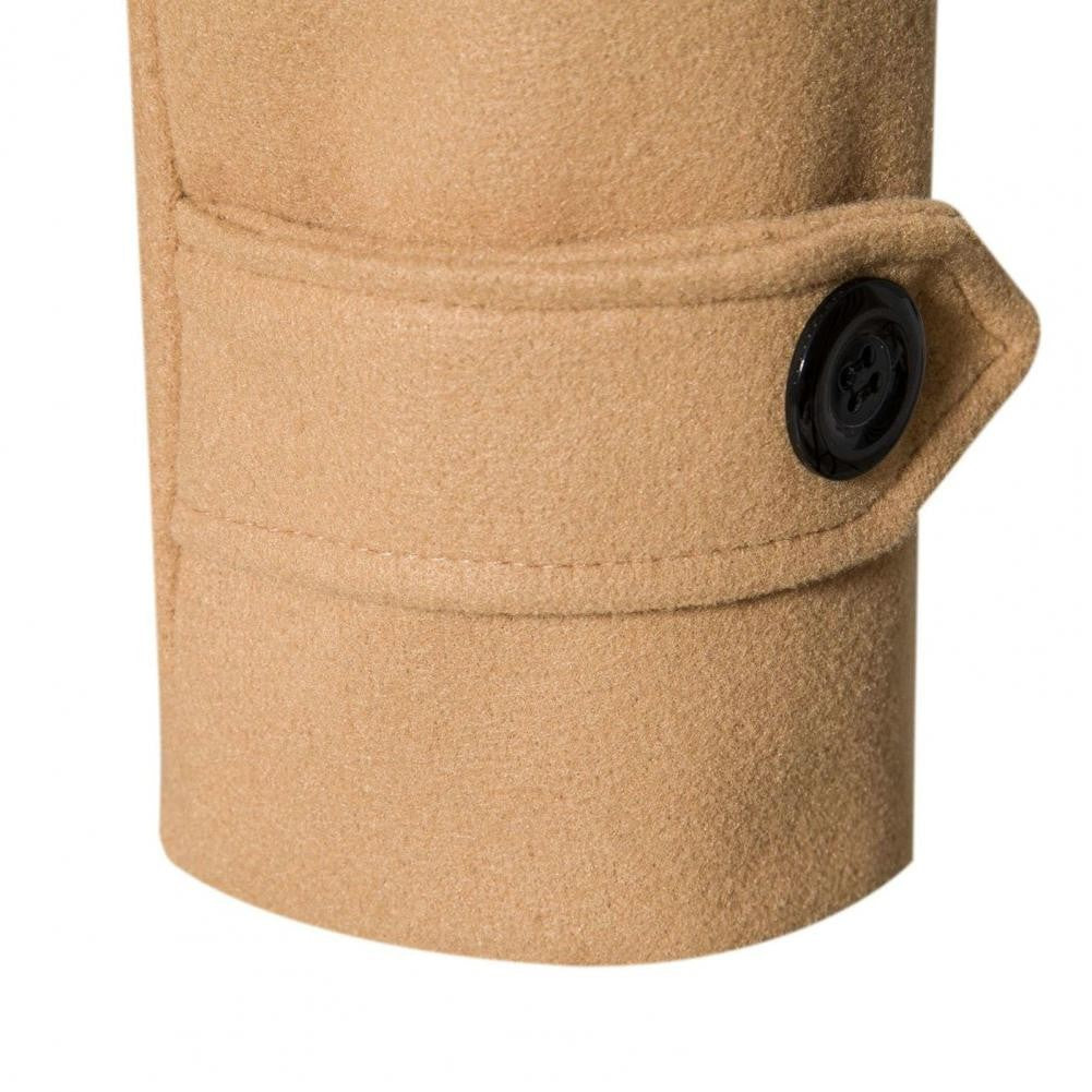 Men Overcoat Double-breasted Slim Fit Mid Length Long Sleeve Thick Windproof Warm Soft Cardigan Buttons Lapel Men Long Coat