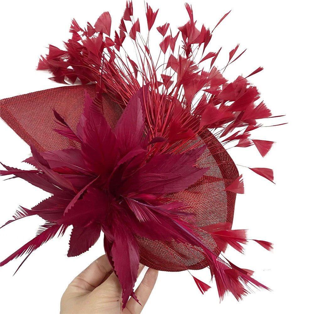 Fascinator de Cabelo com Clipe para Casamento - Pena Laranja Charmosa, Chapéu, Flor, Véu, Acessório de Cabelo de Noiva para Festas SYF678