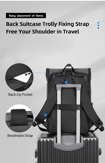 2025 Athletic feel Trendy Backpack Waterproof Fabric 15.6 inch Laptop Roll-Top Design Large Capacity for Commuting Travel School