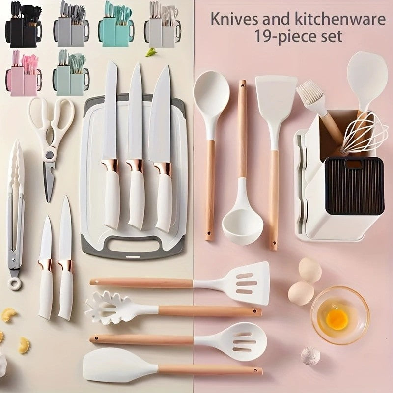 19 conjuntos de facas de cozinha com suporte para facas, conjunto de facas de cozinha profissionais de aço inoxidável com alto teor de carbono, presentes de feriado