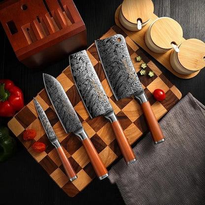 Japanese Style 4-Piece Kitchen Knife Set-Stainless Steel Chef Knives, Multifunctional Kitchen Knives for Home and Restaurant Use