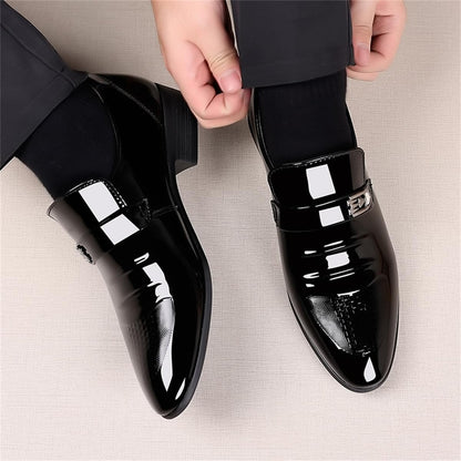 Mens Dress Shoes High Gloss Patent Slip On Loafers Formal Business Oxford Casual Driving Pointed Toe Boat Shoe For Men
