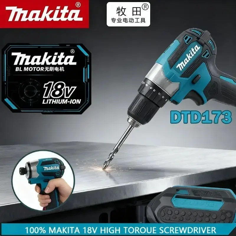 Parafusadeira Elétrica Sem Fio Makita DTD173 18V 220 N.m Chave de Impacto de Reparo Automotivo para Sistema Makita 18V