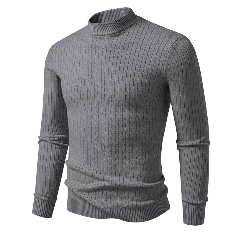 Animal Game Mens Mock Neck Pullover Casual Sweaters Outdoor Woolen Knitwear Twist Casual Sweater Knit Autumn Warm Coats