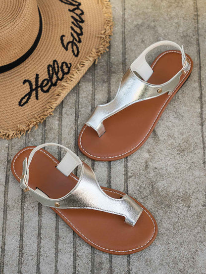 Women Minimalist Thong Sandals PU Leather Open Toe Ladies Beach Shoes Lightweight Soft for Women Sexy Slippers Sandals Buckle