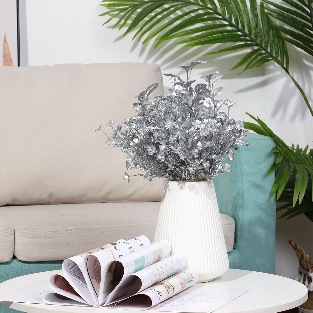Simulation Flower Christmas Ornament Home Decorations Christmas Artificial Flower Simulation Leaf Artificial Plant Gold Silver