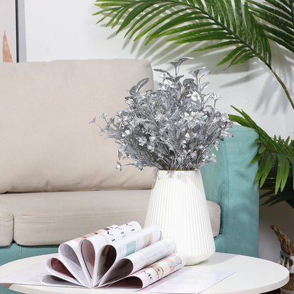 Simulation Flower Christmas Ornament Home Decorations Christmas Artificial Flower Simulation Leaf Artificial Plant Gold Silver
