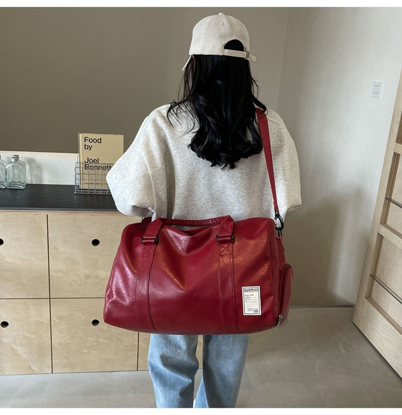 PU Travel Duffel Bag Waterproof Luggage Handbag with Shoes Pocket Weekender Overnight Daypack Dry Wet Sports Shoulder Tote Pack