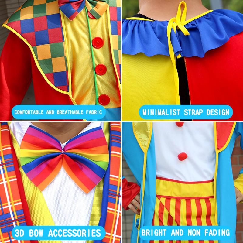 Adults Funny Clown  Costumes ,Joker Cosplay Suits for Men,Magician Performance Fancy Outfits?just Clothes,no Prop Wig/Mask/Shoes