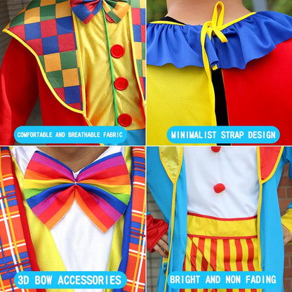 Adults Funny Clown  Costumes ,Joker Cosplay Suits for Men,Magician Performance Fancy Outfits?just Clothes,no Prop Wig/Mask/Shoes