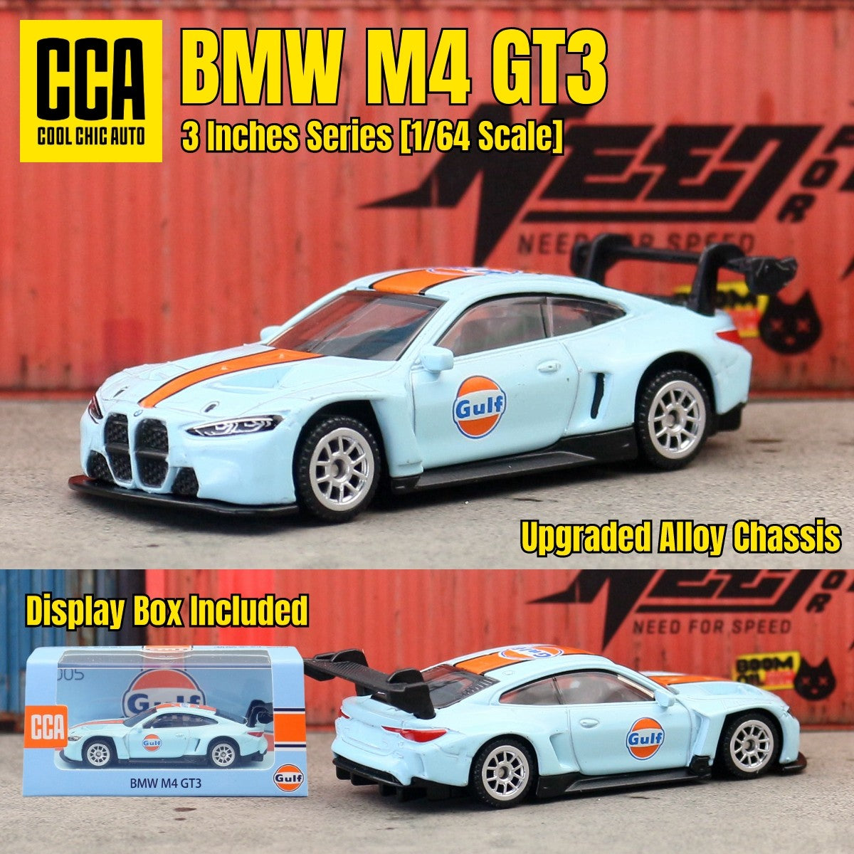 CCA 1/64 Carrinho de Brinquedo Diecast Com Caixa de Exibição GULF BMW Volkswagen Lamborghini Chevrolet Ford Rodas Livres Coleção Miniatura