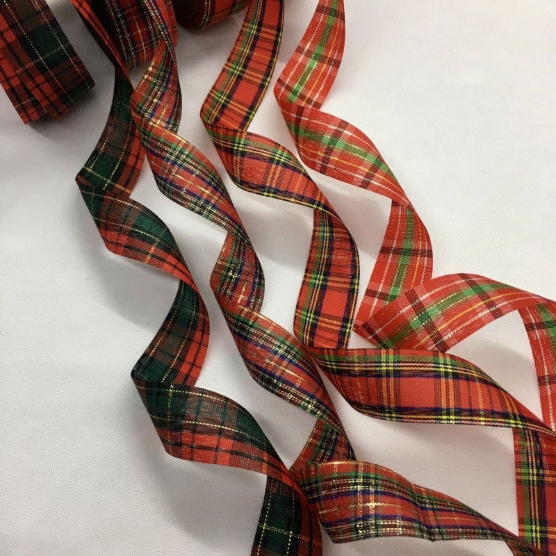 Gingham Ribbon Scottish Fabrics 10Y 2.5cm For Handmade DIY Craft Gift Floral Packing  Wedding Christmas Wreath Deco
