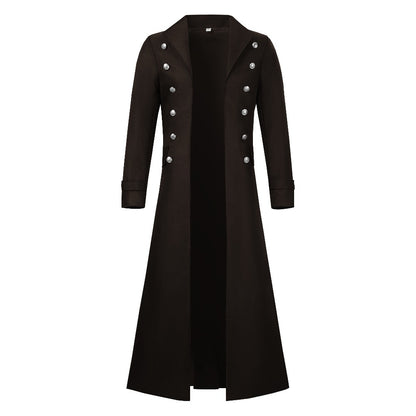Medieval Steampunk Retro Gothic Coat Trench Coat Victorian Uniform Mid-length Men's Top