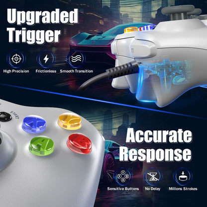 For Xbox 360 Slim/Lite/E/PC Controller,Wireless/Wired Game Remote Control 6-axis Gryo Dual Vibration Precision Joystick Gamepads
