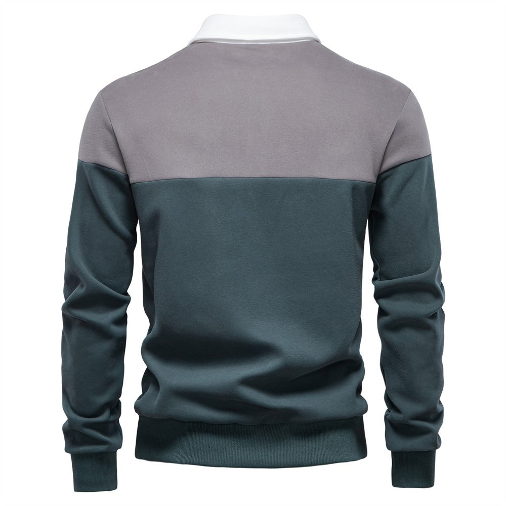 AIOPESON Men's Premium Cotton Sweatshirt Color Block Sweatshirt Long Sleeve Business Casual Social Sweatshirt
