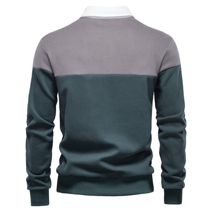 AIOPESON Men's Premium Cotton Sweatshirt Color Block Sweatshirt Long Sleeve Business Casual Social Sweatshirt
