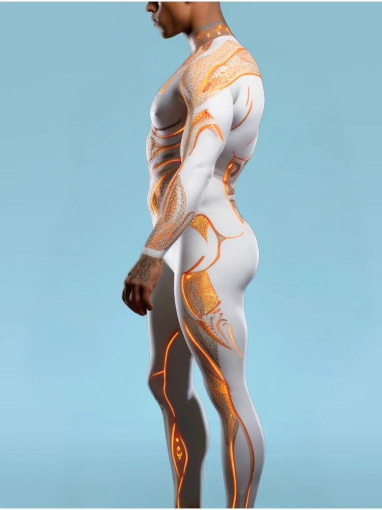Halloween Smart Artificial Costume Men's Technology Tights Carnival Party Tights Stage Performance Jumpsuit Stretch Bodysuit