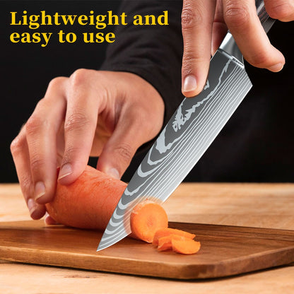 ZENG 3pcs Hot Sale Kitchen knife Stainless Steel 8inch Chef Knife,Santoku Knife, 6inch Utility Knife Kitchen Convenience Set