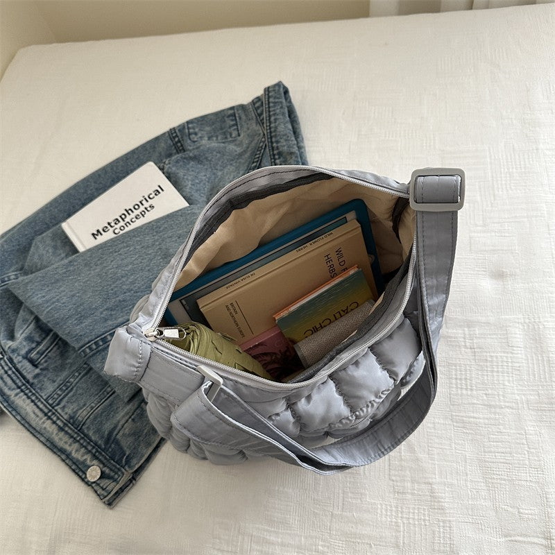 2025 New Quilted Puffer Shoulder Bag for Women Large Capacity Tote Sling Bag Fashion Casual Crossbody Satchel Bag Female Handbag