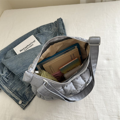 2025 New Quilted Puffer Shoulder Bag for Women Large Capacity Tote Sling Bag Fashion Casual Crossbody Satchel Bag Female Handbag