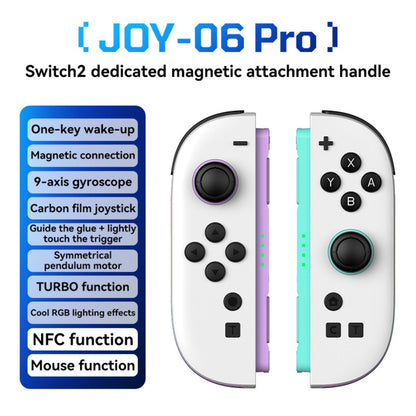 Wireless RGB Joy-Con Controller for Switch 2 Hall Effect Joystick 6-Axis Gyro Turbo Dual Vibration Gamepad Accessories