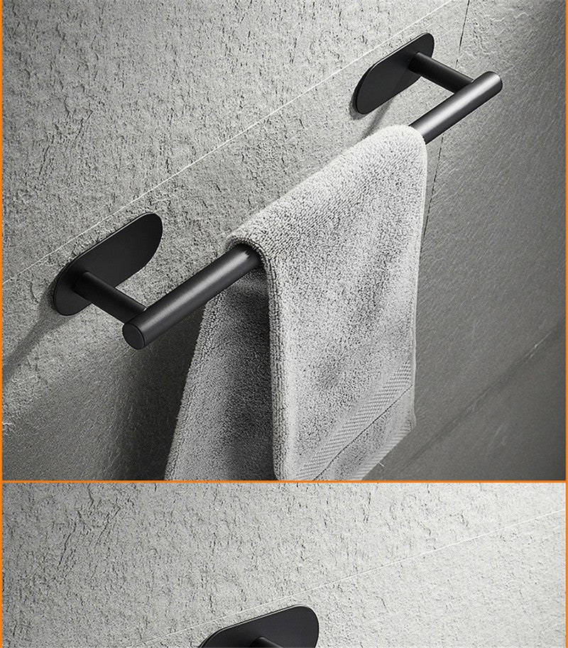 Towel Bar for Bathroom No Drilling Stainless Steel Black Bathroom Accessories Sets Toilet Tissue Roll Paper Holder Towel Rack