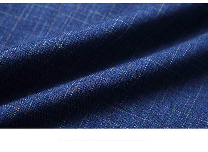 2025 Spring  Autumn New Blue Checkered Non-iron Suit Jackets for Men,black Light Business Casual Men Blazer Slim Fit, Asian Size