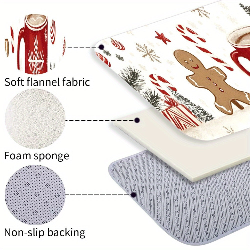 VIKAMA Christmas Carpet Gingerbread  Kitchen Rug Doormat Welcome Mat Runner Rug Winter Rug For Bedroom Warm Carpet For Live Room