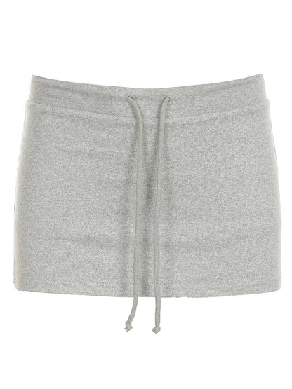 Solid Lace-up Mini Skirts Sexy American Retro Basic Vintage Casual Short Bottoms