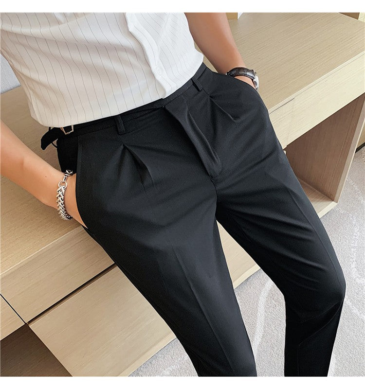 High Quality Elasticity Suit Pants Men Formal Business Office Social Dress Pants Slim Fit Casual Wedding Ankle Trousers Pantalon