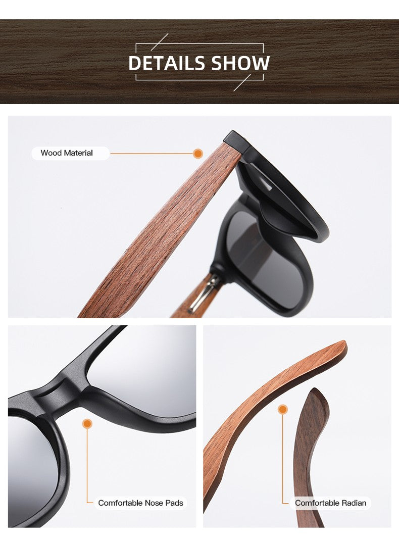 Óculos de Sol GM Ecológicos de Madeira de Nogueira Retrô UV400 Polarizados de Bambu Masculino Moderno Lente Anti-Azul 7061h