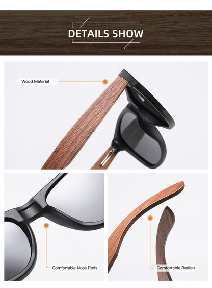 Óculos de Sol GM Ecológicos de Madeira de Nogueira Retrô UV400 Polarizados de Bambu Masculino Moderno Lente Anti-Azul 7061h