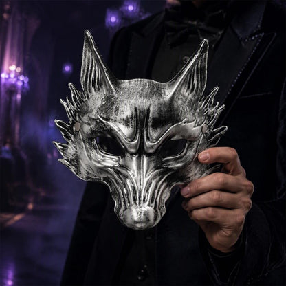 Breathable Foam Masks for Parties Wolf Mask for Halloween Black Gold Wolf Halloween Mask 3d Pu Foam Cosplay Headpiece