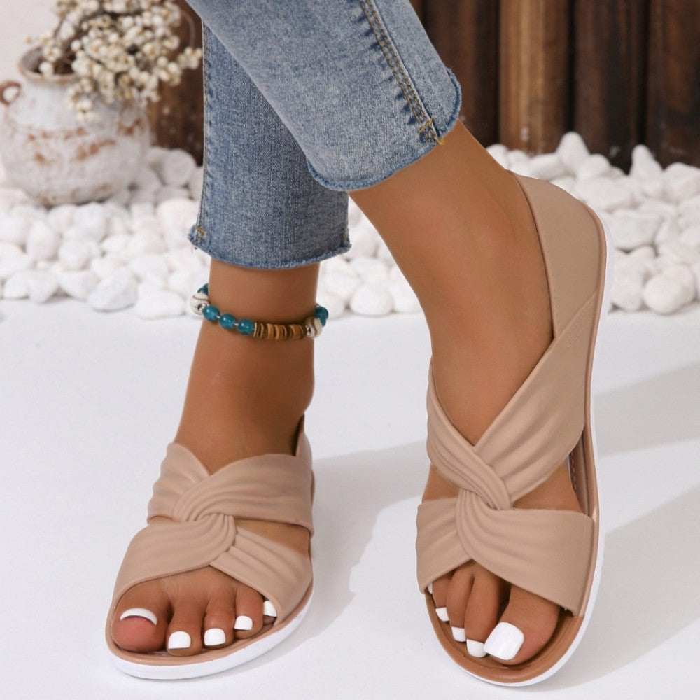Women Lightweight Cross-cutting Fastener Large Sport Sandals Sporty Black EVA Sandals Summer Woman Shoes