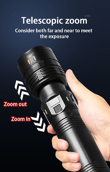 300000LM High Power LED Flashlight Most Bright Tactical Torch Rechargeable Portable Light Long Shot 5000M Camping Hunting Lamp