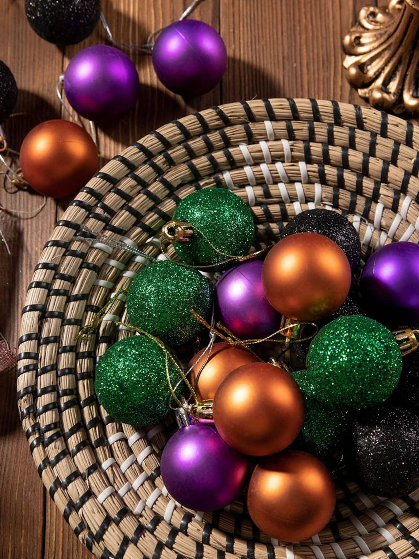 Hallowmas Decoration Balls Christmas Tree Hanging Ornaments Halloween Shiny Ball Festival Family Party Decorations