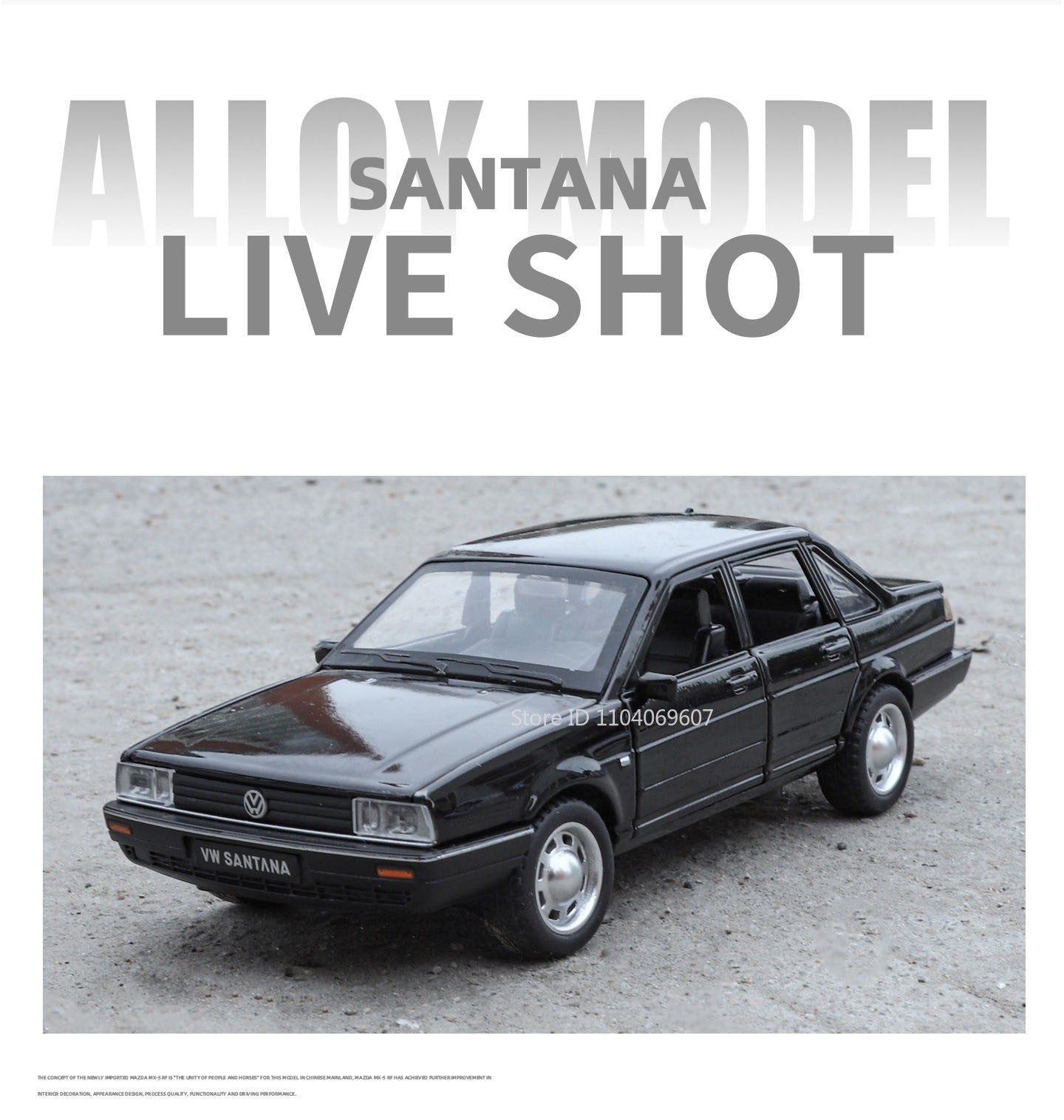 1:32 SANTANA Carros de Brinquedo em Miniatura de Liga Leve com Som, Luz e Portas que Abrem, Puxar para Trás, Veículos de Decoração para Presentes Infantis