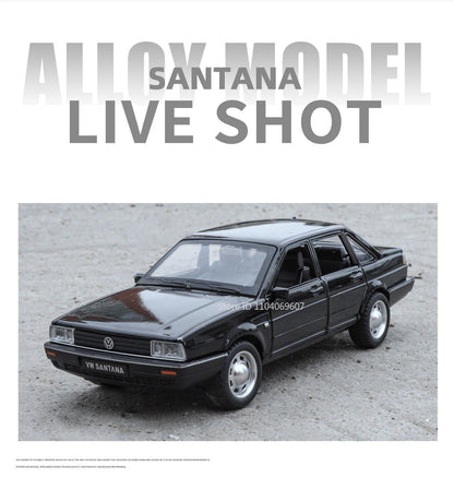 1:32 SANTANA Carros de Brinquedo em Miniatura de Liga Leve com Som, Luz e Portas que Abrem, Puxar para Trás, Veículos de Decoração para Presentes Infantis