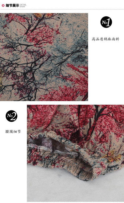 Cotton Linen Skirts for Women Fashion Casual Bohemian Y2k Print Long Skirt Summer Vintage Maxi Bottom Saias Woman Clothes Faldas